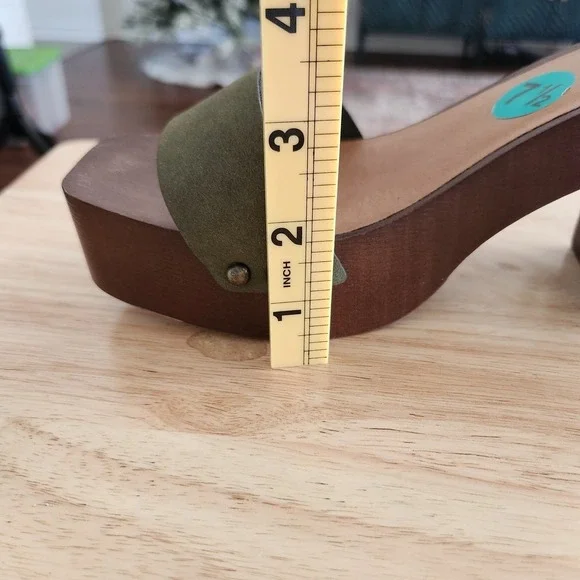 Madden Girl G Dean Platform Wood Block Heel Sandals Olive Green Size 7.5 - Picture 7 of 11